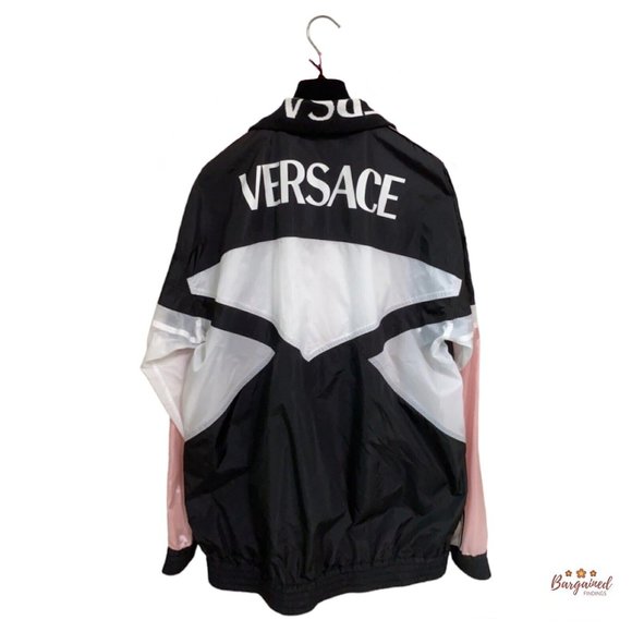 Authentic Versace White Black Pink Full Zip Nylon Jacket NWT - Size 42 - Picture 3 of 12